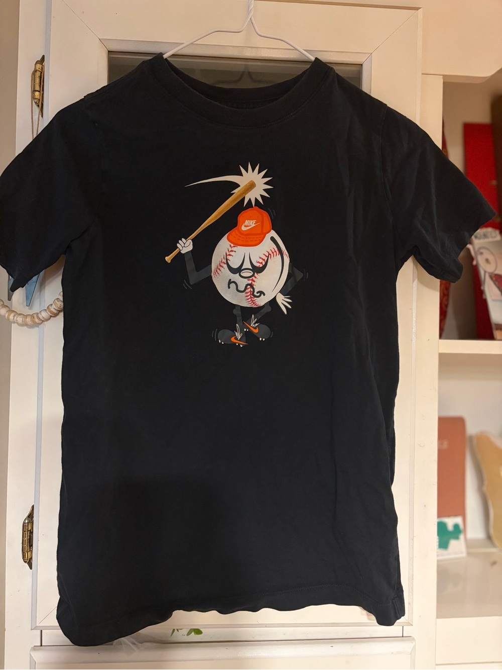 Nike Black Tee with Orange-Accented Baseball Graphic